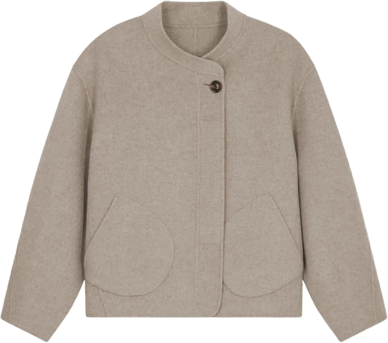 Womens Winter Coats Trendy Pea Coat Oversized Long Sleeve Jackets Short Casual Outerwear with Pockets