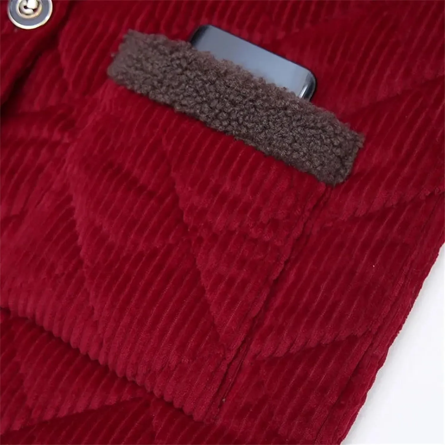 Women's Winter Jackets With Velvet Warm Corduroy Coat Middle-Aged Female Cotton Padded Jacket Outerwear