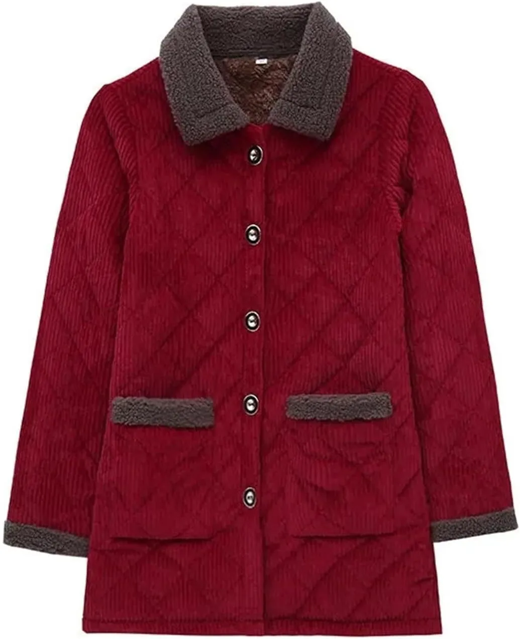 Women's Winter Jackets With Velvet Warm Corduroy Coat Middle-Aged Female Cotton Padded Jacket Outerwear