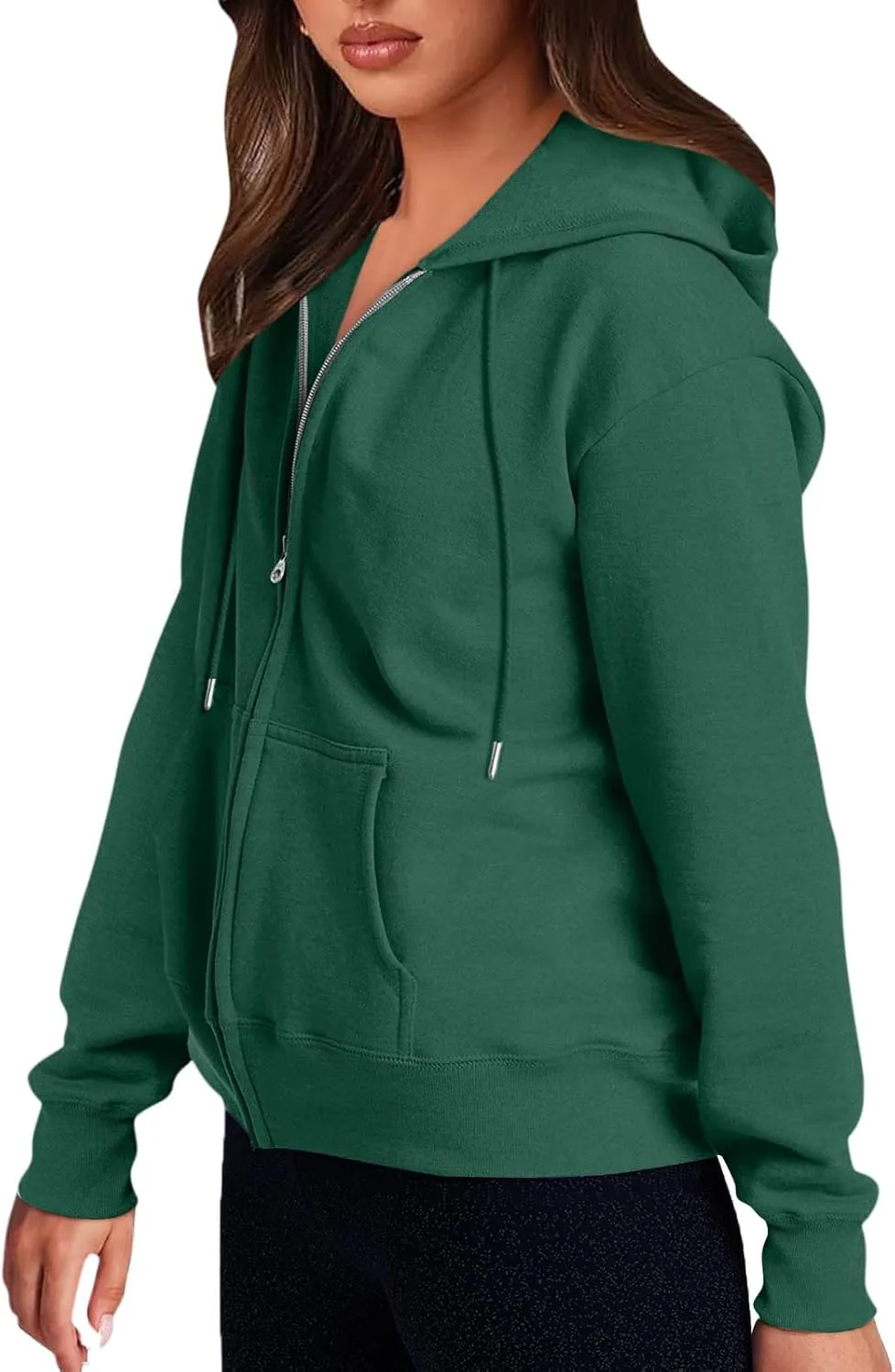 Womens Zip Up Hoodies Long Sleeve Oversized Sweatshirts Fleece Y2K Drawstring Fall Jackets with Pockets Outerwear
