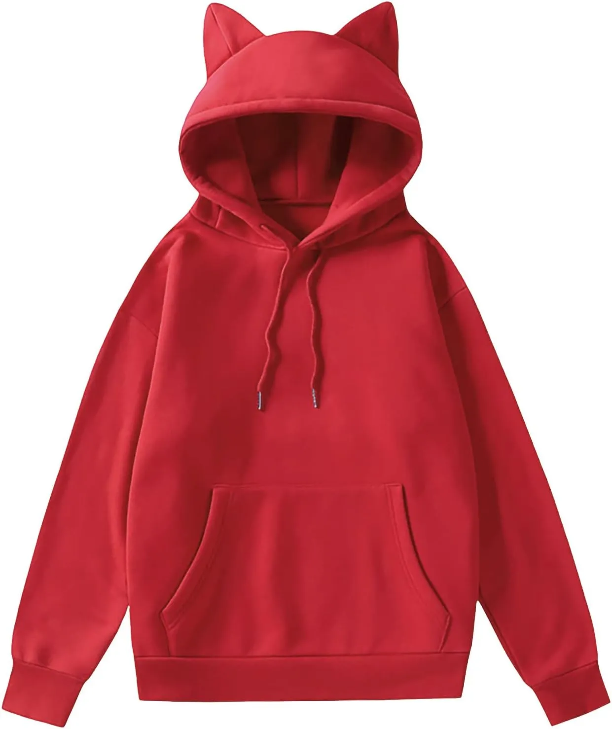 Wool Lined Cat Ear Hoodie Aesthetic Hoodies with Cat Ears Animal Oversized Sweatshirts Cute Animal Hoodies Loose Fit