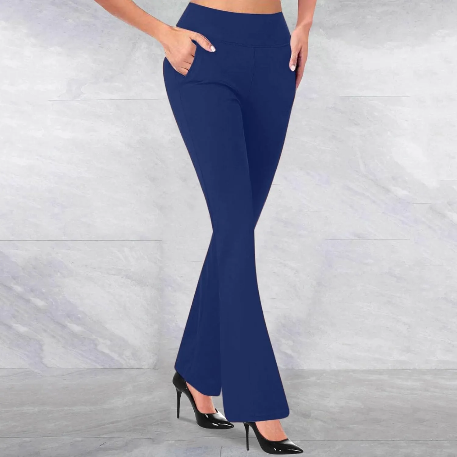 Work Pants for Women Stretch Flare High Waist Yoga Pant Dressy Soft Business Casual Slacks Comfy Office Trousers