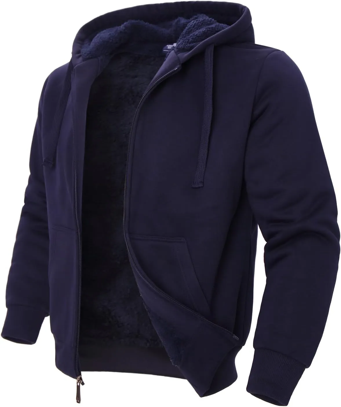 Yasumond Heavyweight Hoodie for Men Winter Fleece Lined Warm Jacket Full Zip Long Sleeve Outerwear