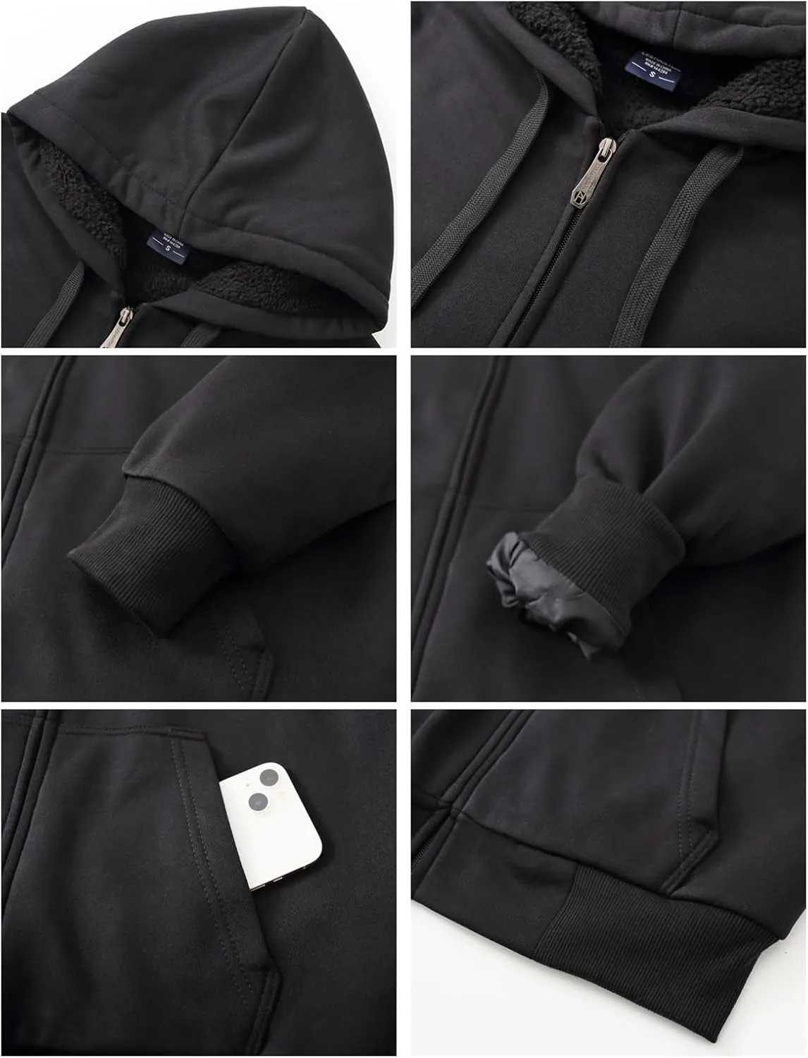 Yasumond Heavyweight Hoodie for Men Winter Fleece Lined Warm Jacket Full Zip Long Sleeve Outerwear