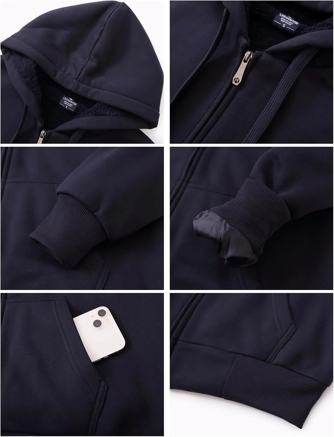 Yasumond Heavyweight Hoodie for Men Winter Fleece Lined Warm Jacket Full Zip Long Sleeve Outerwear