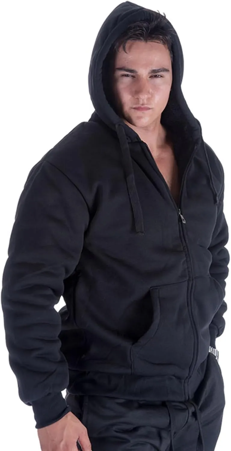 Yasumond Heavyweight Hoodie for Men Winter Fleece Lined Warm Jacket Full Zip Long Sleeve Outerwear