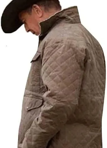 Yellowstone John Kevin Costner Brown Cotton Quilted Jacket For Men