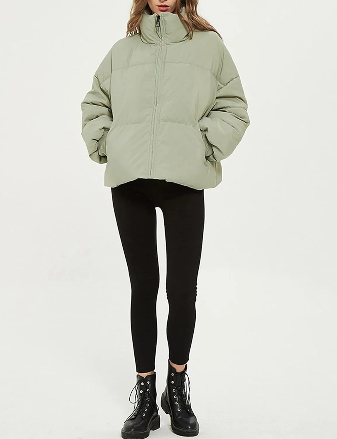 Yimoon Women's Winter Cropped Puffer Jacket Crop Warm Cotton Jacket Baggy Short Padded Outerwear Coats