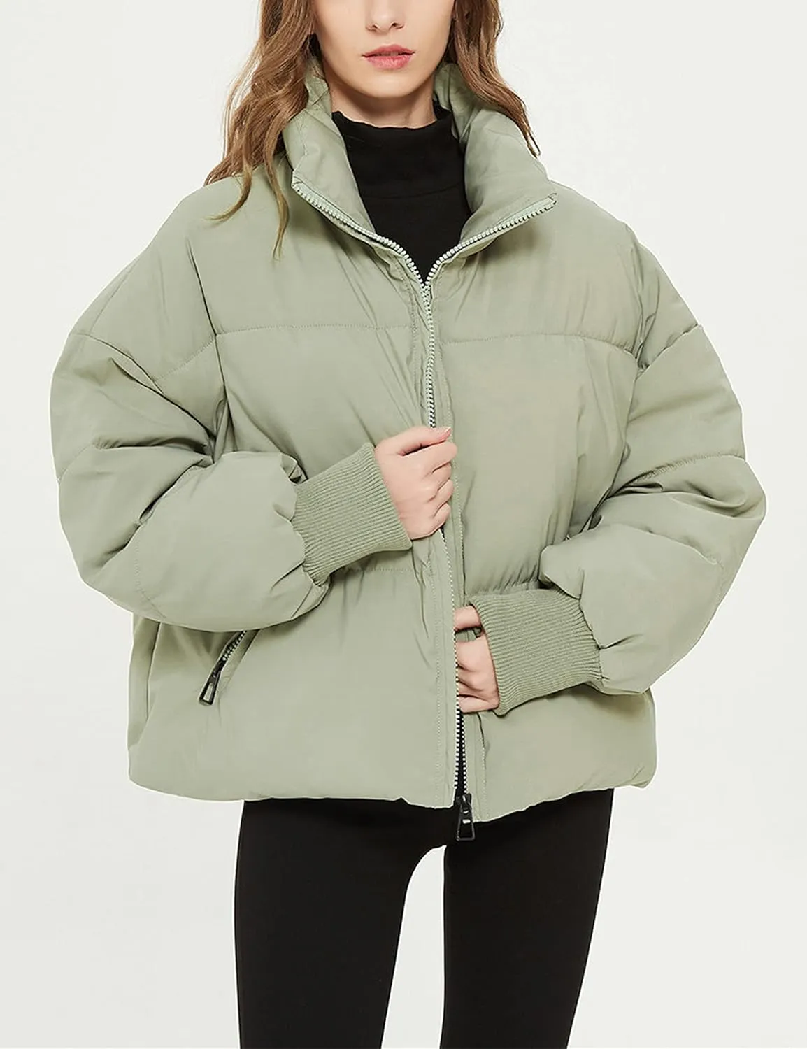 Yimoon Women's Winter Cropped Puffer Jacket Crop Warm Cotton Jacket Baggy Short Padded Outerwear Coats