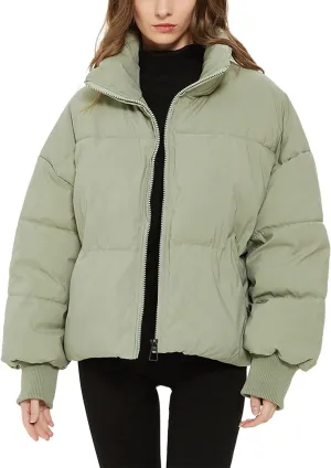 Yimoon Women's Winter Cropped Puffer Jacket Crop Warm Cotton Jacket Baggy Short Padded Outerwear Coats