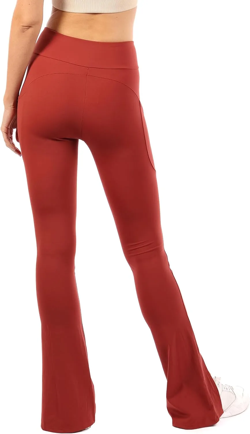 Yoga Leggings with Front Slit and Pockets High Waist Tummy Control Buttery Soft Comfy Stretchy Workout Pants