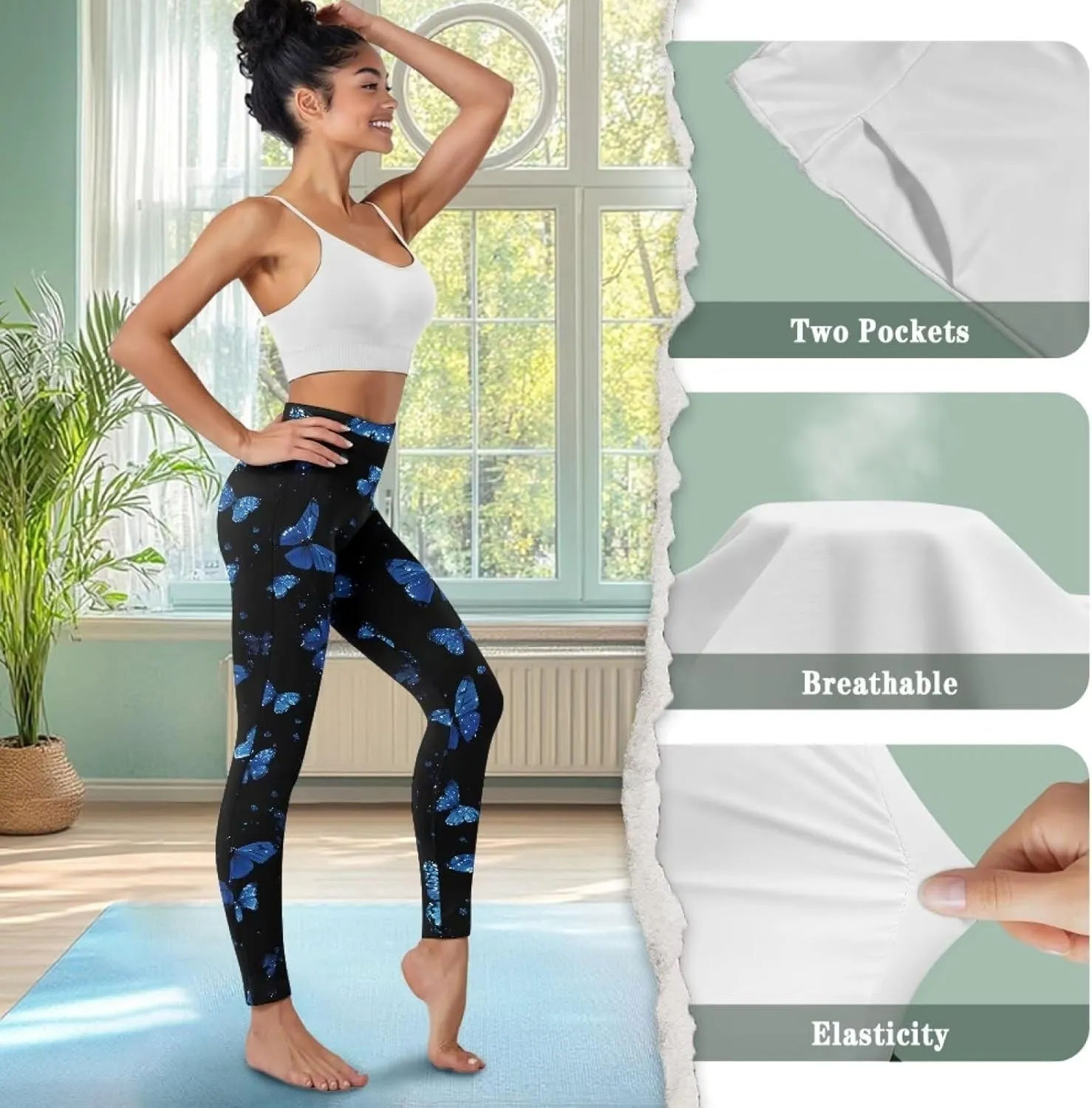 Yoga Pants with Pockets for Women High Waist Pants Plus Size Long Athletic Leggings Soft Tummy Control Yoga Pant