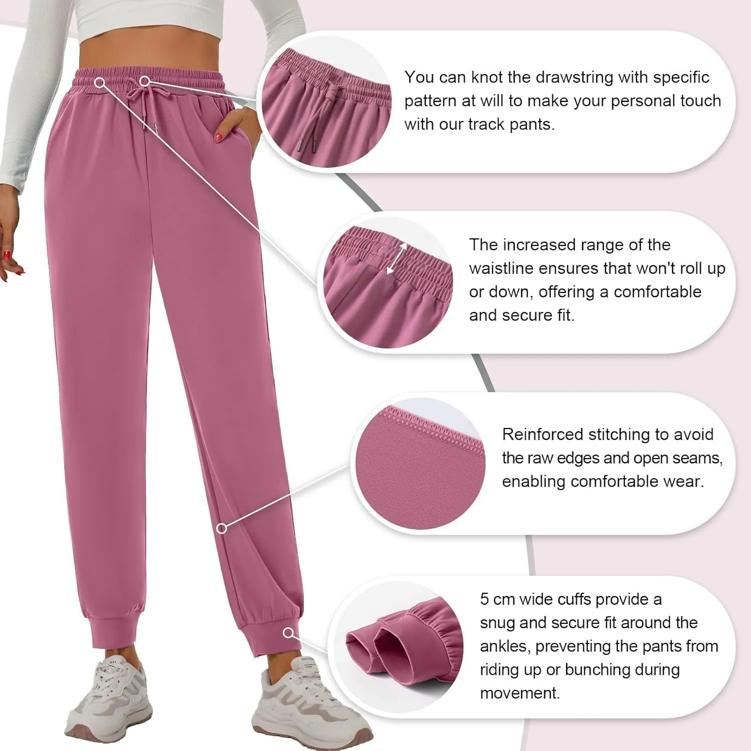 YOYOYOGA Sweatpants for Women Stretchy Joggers with Pockets Soft Baggy Workout Pants Gym Jogging Track Pants