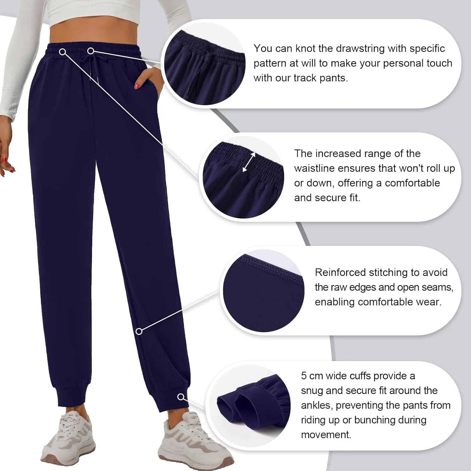 YOYOYOGA Sweatpants for Women Stretchy Joggers with Pockets Soft Baggy Workout Pants Gym Jogging Track Pants