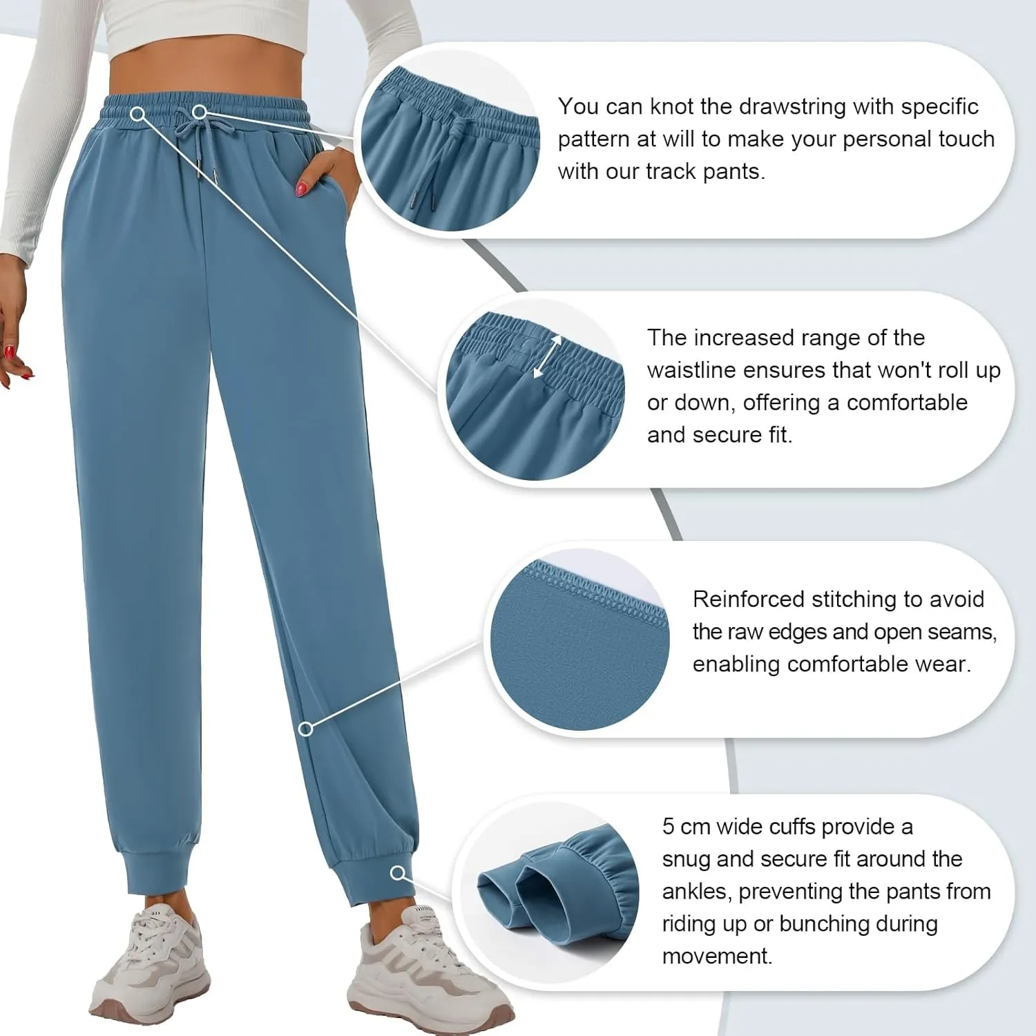 YOYOYOGA Sweatpants for Women Stretchy Joggers with Pockets Soft Baggy Workout Pants Gym Jogging Track Pants