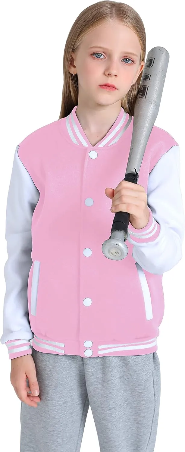 Yuji Itadori Girls Varsity Jacket Kids Baseball Lightweight Jacket Fleece Coat Button Closure School Outwear 2-14 Years