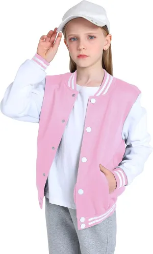 Yuji Itadori Girls Varsity Jacket Kids Baseball Lightweight Jacket Fleece Coat Button Closure School Outwear 2-14 Years