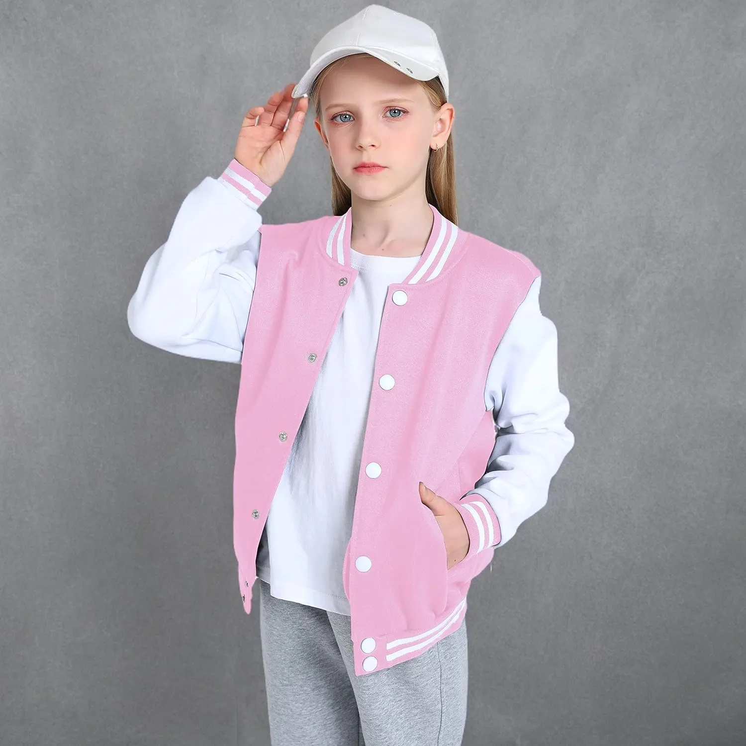 Yuji Itadori Girls Varsity Jacket Kids Baseball Lightweight Jacket Fleece Coat Button Closure School Outwear 2-14 Years
