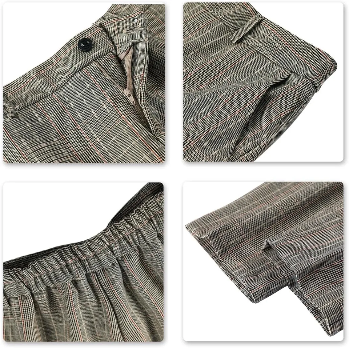 YUNCLOS Women's Vintage 2 Piece Plaid Suit Set 1 Button Stylish Blazer and Pants