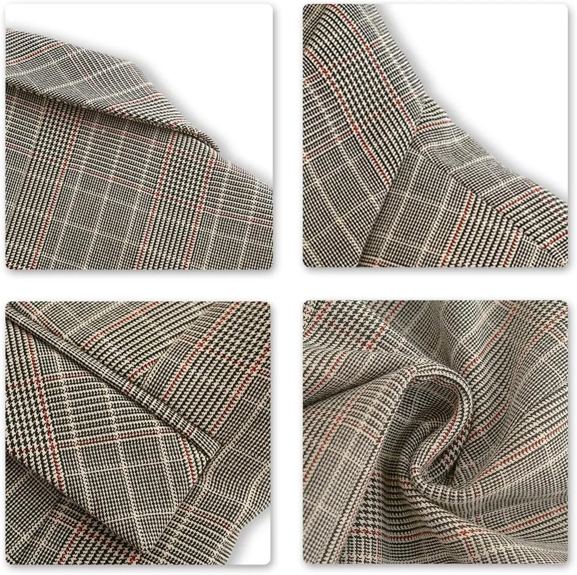 YUNCLOS Women's Vintage 2 Piece Plaid Suit Set 1 Button Stylish Blazer and Pants