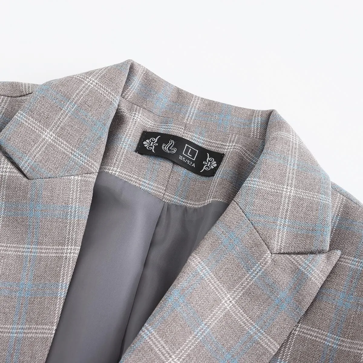 YUNCLOS Women's Vintage 2 Piece Plaid Suit Set 1 Button Stylish Blazer and Pants