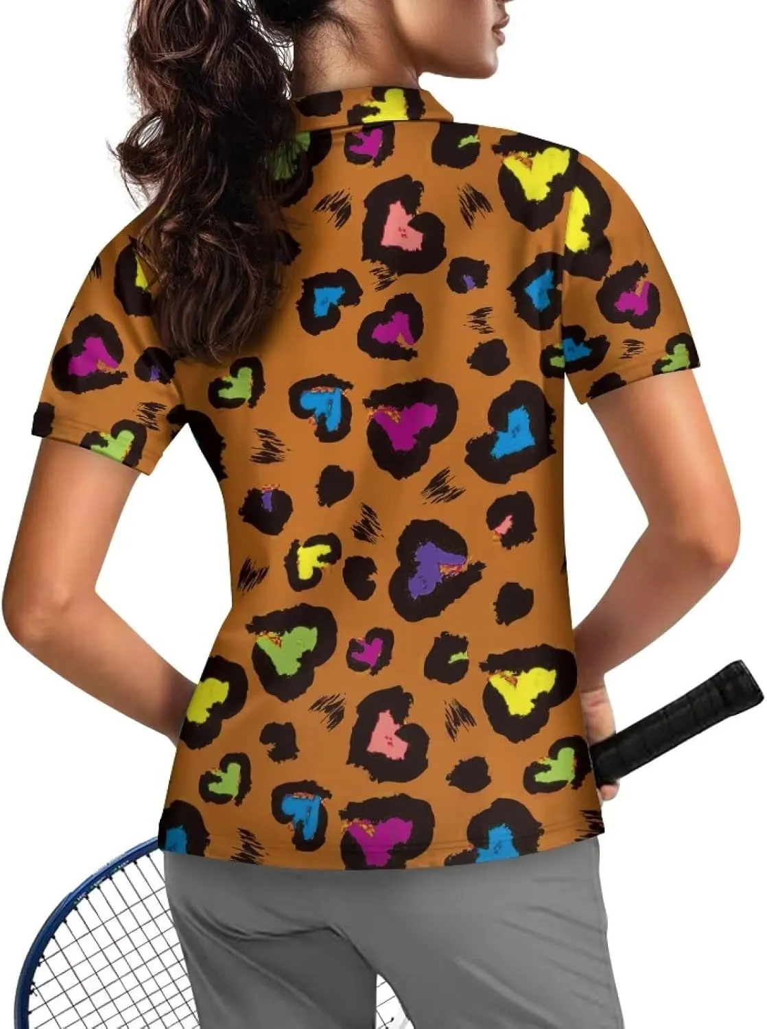 Yuuxorilu Womens Golf Shirt Short Sleeve Zip Up Workout Tops