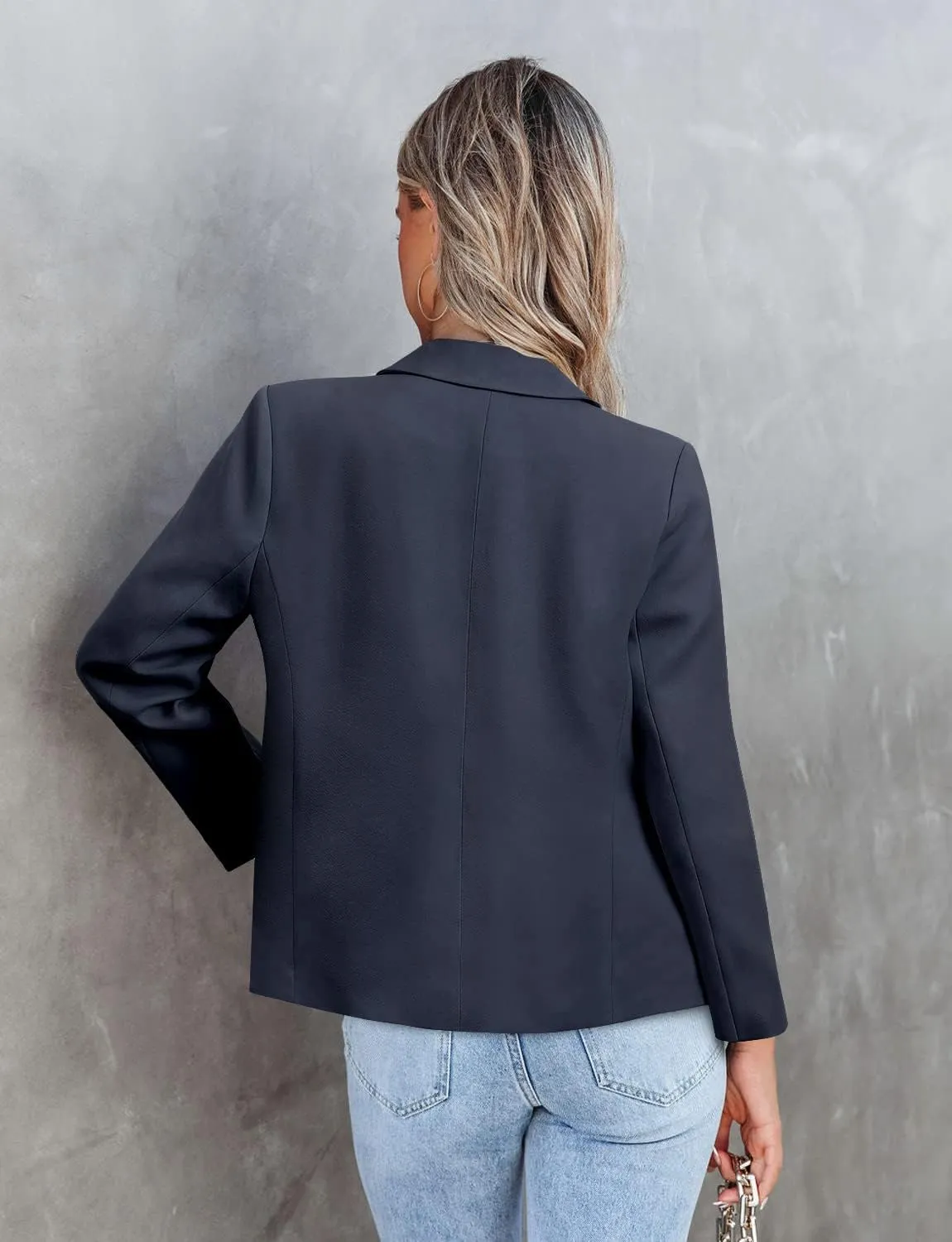 ZDLONG Women's Casual Blazer Suit Jackets Long Sleeve Open Front with Button Pockets