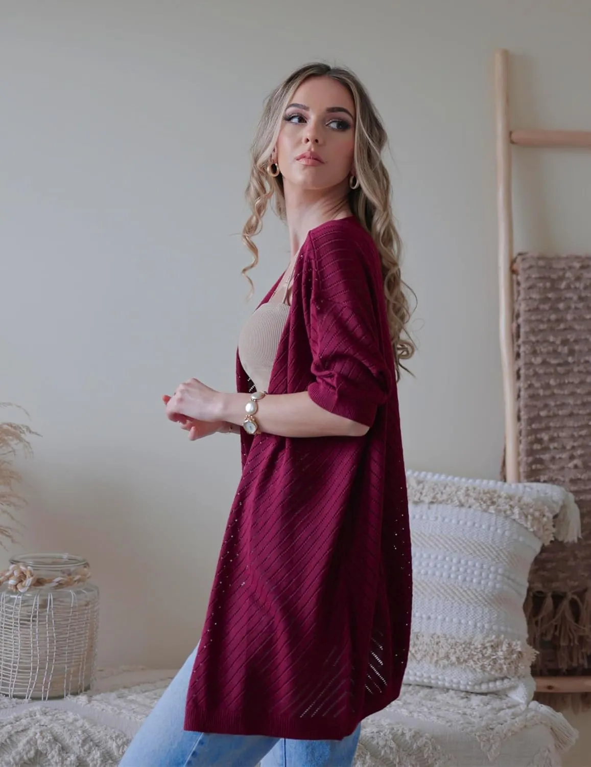 Zeagoo Lightweight Summer Cardigan for Women Short Sleeve V Neck Crochet Kimonos Loose Open Front Hollow Out Cover Ups