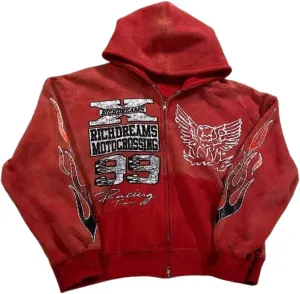 Zip Up Hoodie Y2k Unisex Oversized Graphic Hoodies Star Rapper Grunge Jackets Streetwear Emo Hip Hop 2000s Outerwear