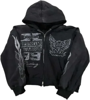 Zip Up Hoodie Y2k Unisex Oversized Graphic Hoodies Star Rapper Grunge Jackets Streetwear Emo Hip Hop 2000s Outerwear