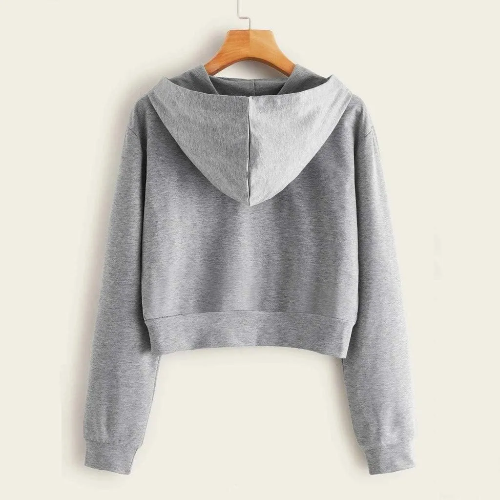 Zip Up Hoodies for Women Casual Solid Long Sleeve Zipper Pocket Shirt Hooded Sweatshirt Tops Hoodie Women plus Size