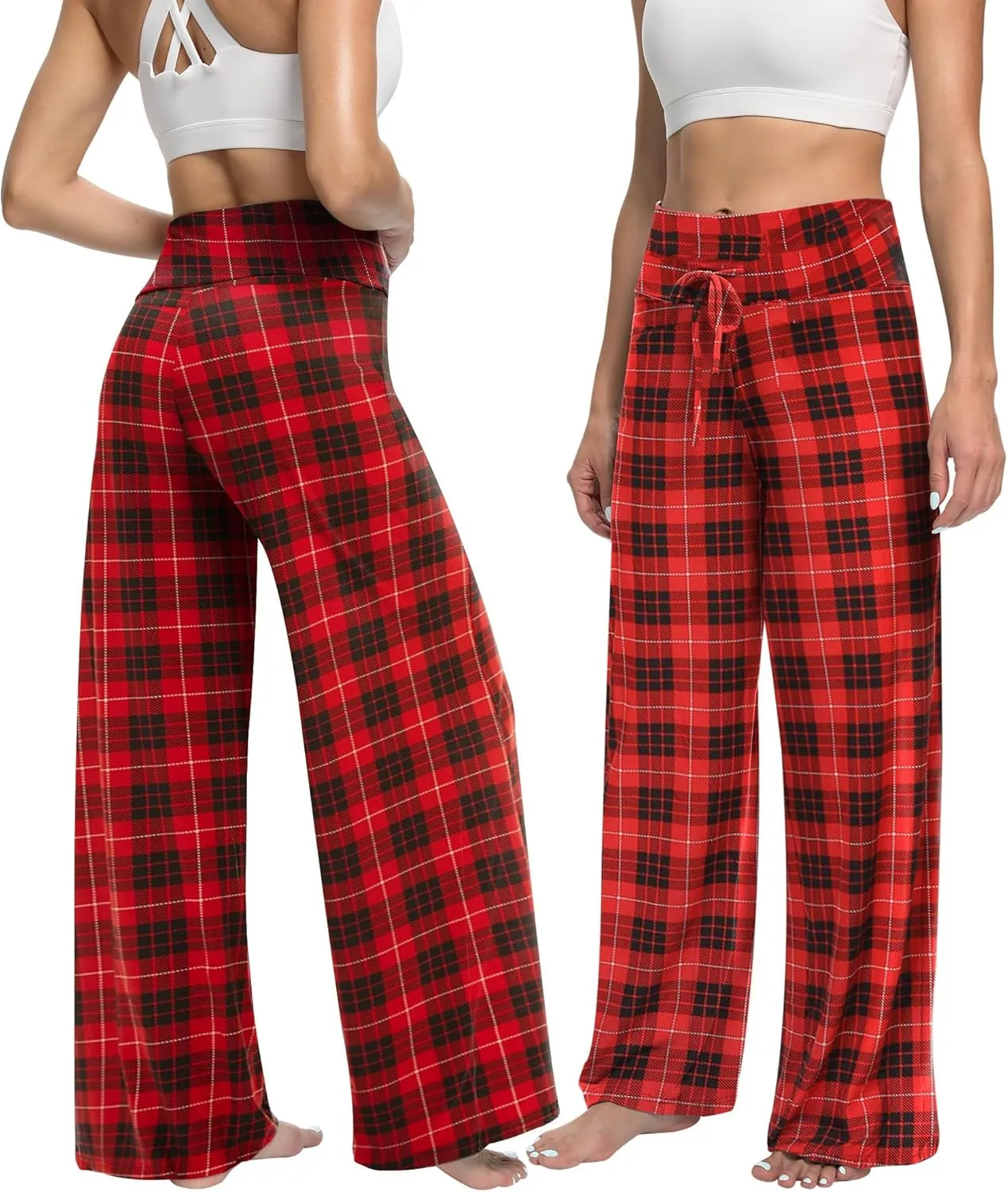ZOOSIXX Soft Black Pajama Pants for Women, Wide Leg Comfy Casual Lounge Yoga Capri Pants 22'' / 30''